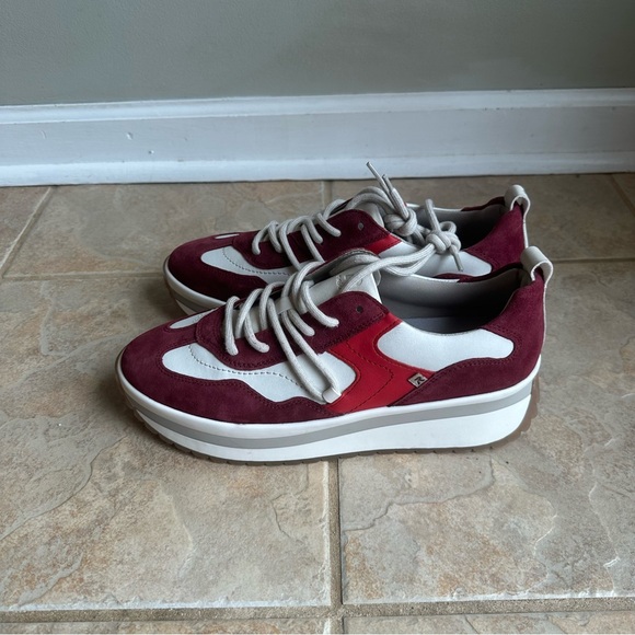 NEW Rieker Evolution Soft Burgundy Suede Platform Sneakers - Picture 4 of 8